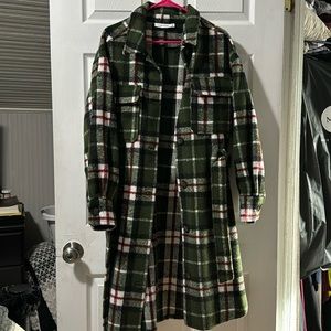 Long plaid shacket size XL
